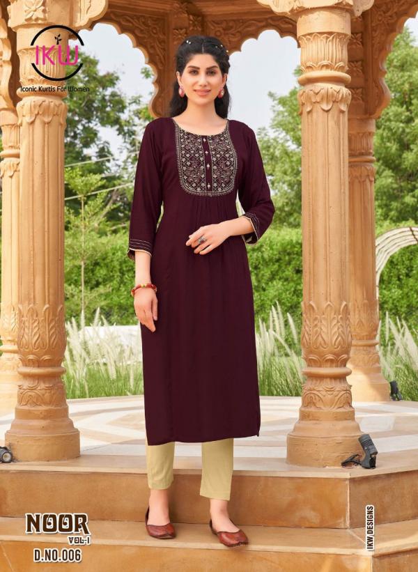 Ikw Noor Vol 1 Rayon Viscose Designer Kurti Collection